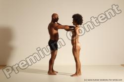 Underwear Gymnastic poses Woman - Man Black Muscular Dancing Dynamic poses Academic